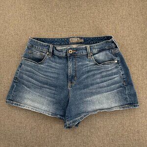 TORRID Feel The Fit Jean Shorts Size 12 Blue Mid‎ Rise 99% Cotton